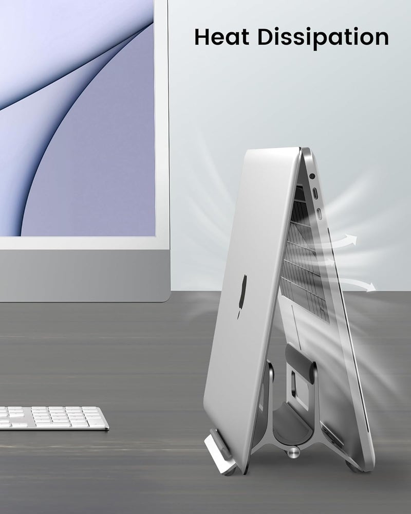 SODI Vertical Laptop Stand for Desk, Gravity Auto Lock Vertical MacBook Stand, Aluminum Laptop Vertical Dock Stand Holder Compatible with MacBook Pro, MacBook Air, Silver - Image 5